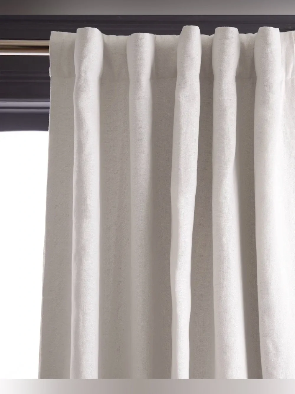 Quince Heavyweight European Linen Room Darkening Curtain - size: 48 x 84 - white